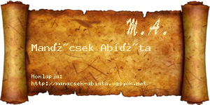 Manácsek Abiáta névjegykártya